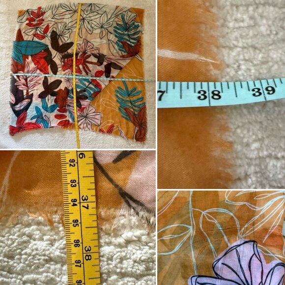 Floral Print Lightweight Wrap Scarf Swim Coverup Tropical Design 74 x 36 inches - Picture 6 of 10